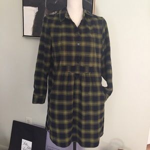 Banana Republic Plaid Flannel Babydoll Shirtdress, M
